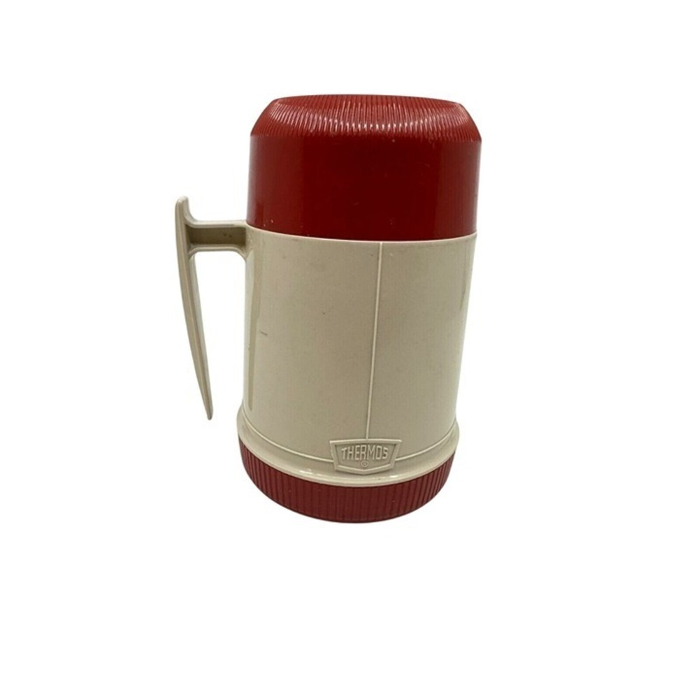 Vintage Thermos Insulated Jar King-Seeley Model 7002 10 oz Cream and Red 9" tall